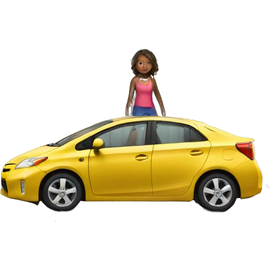 Girl getting locked out of a Prius emoji