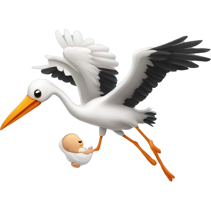 stork flying with baby boy emoji
