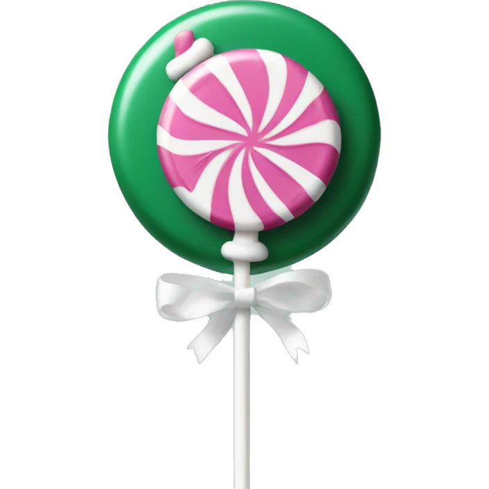 Two Christmas lollipops in dark green, pink and white emoji