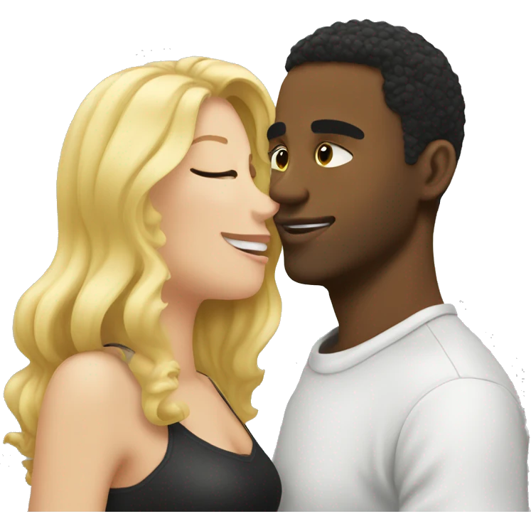 Black guy kissing blonde lady emoji