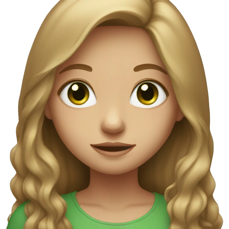 Girl with green eyes, light brown long hair emoji