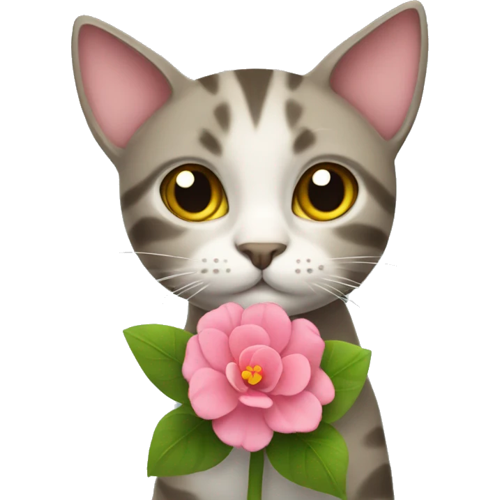 Cat holding flower  emoji