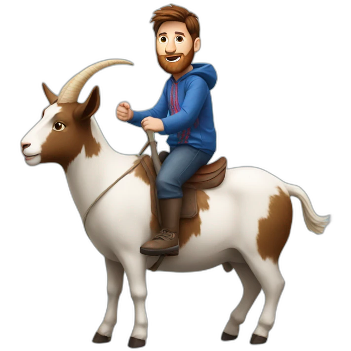 Messi riding on a goat emoji