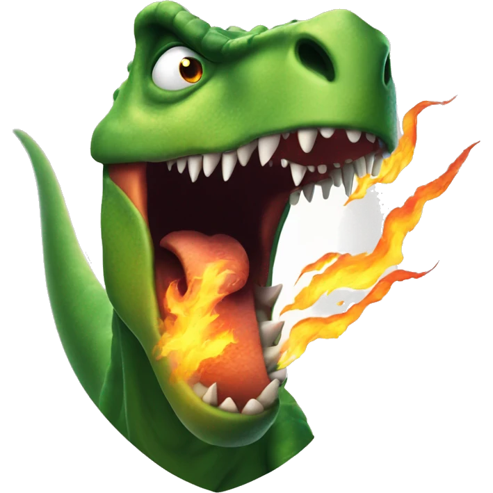 dinosaur is angry in the eyes of fire emoji