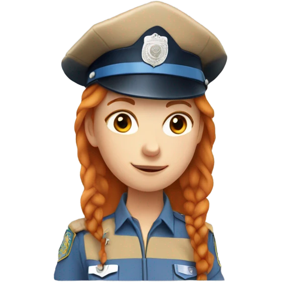 face of ginger girl police officer teen cute blue uniform   emoji