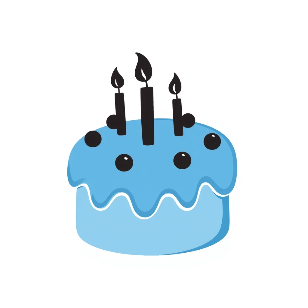a blue cake with candles emoji
