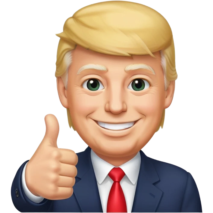 Trump, smiling, thumbs up emoji