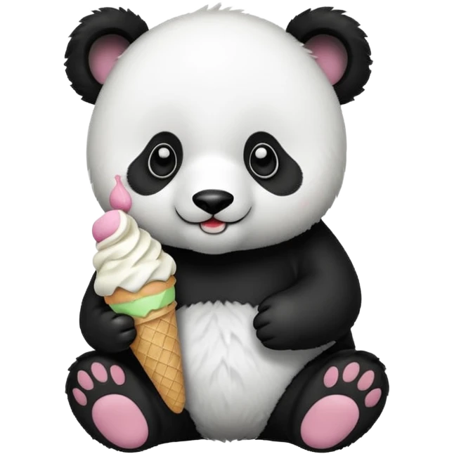 Panda eating ice cream emoji