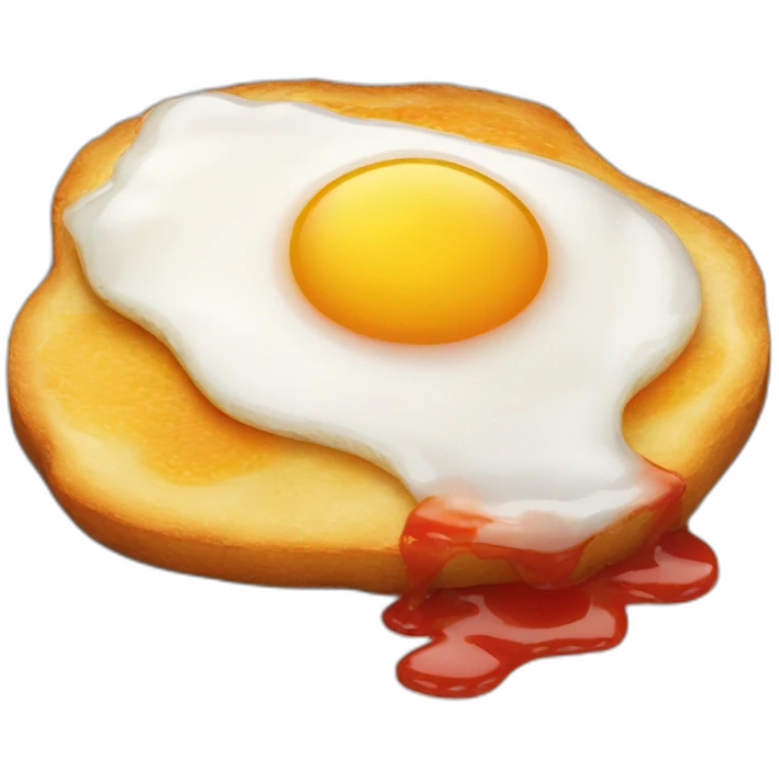An Fried egg with ketchup on top emoji