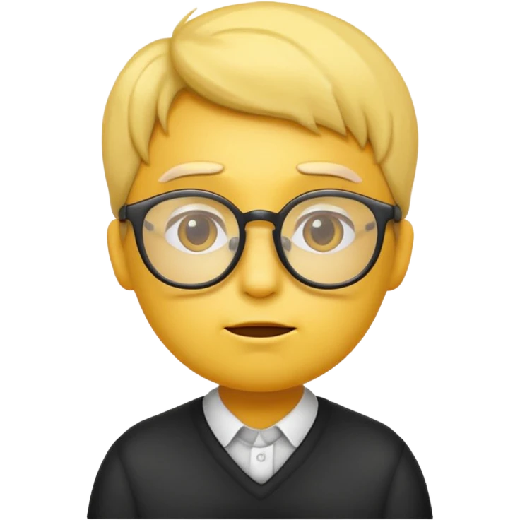 yellow emoji wearing glasses and thinking not smiling emoji