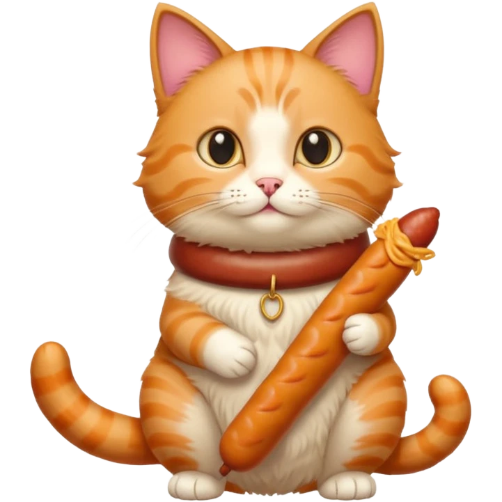 Cat holding long sausage by waist emoji