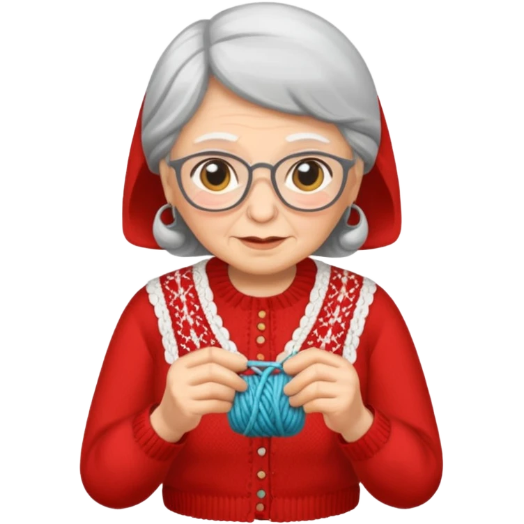 knitting grandma red blouse emoji