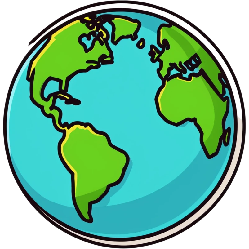 a globe with a dollar sign, cartoonish sticker style emoji