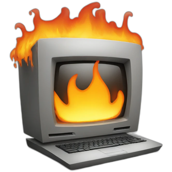 a burning computer emoji
