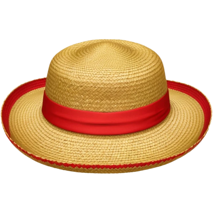 Sombrero de paja con una tira roja en la parte central sin ninguna soporte emoji