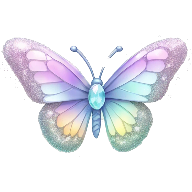 Pastel sparkly iridescent glass crystal butterfly emoji