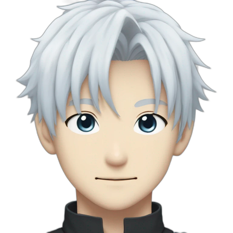 gojo satoru with white hair,sky blue eyes in jujutsu kaisen emoji