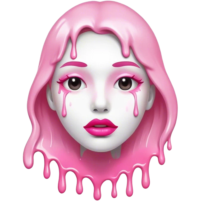 A lot white paint dripping off Floating pink glossy lips emoji