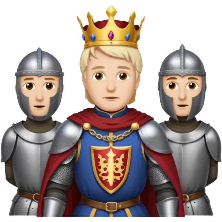 King Baldwin IV standing with knights wearing metal mask and royal attire emoji