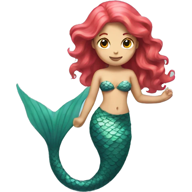 mermaid emoji with red hair and light pink tail emoji