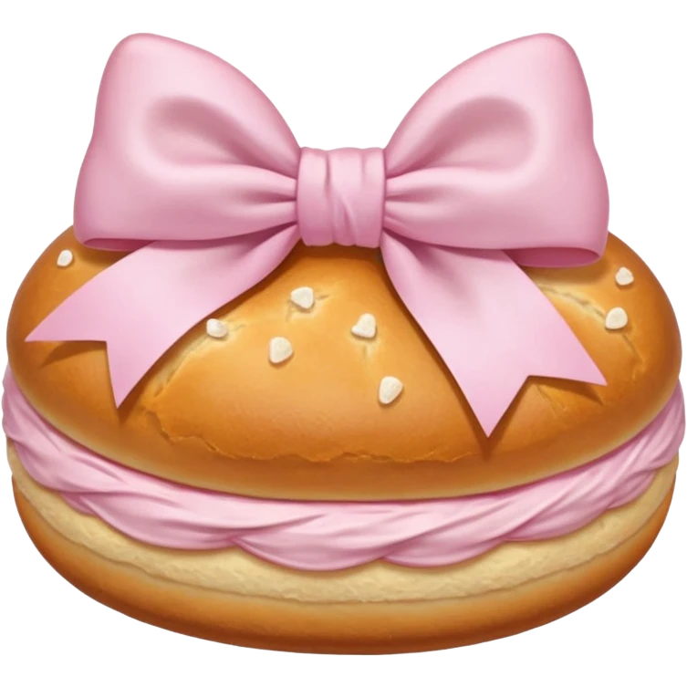 Korean salt bread with pastel pink bow emoji