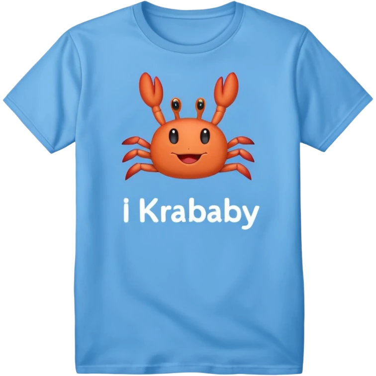 Blue shirt with the text I love krabby  emoji