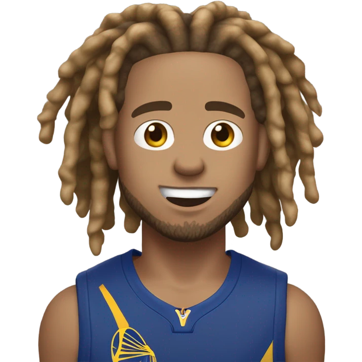 lightskin guy with 2 strand dreads yelling with a steph curry jersey on with dread that are log to his shoulders emoji