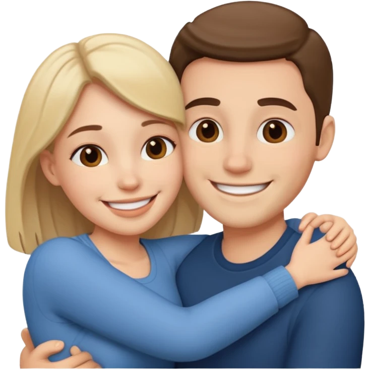 A happy boyfriend and girlfriend hug emoji