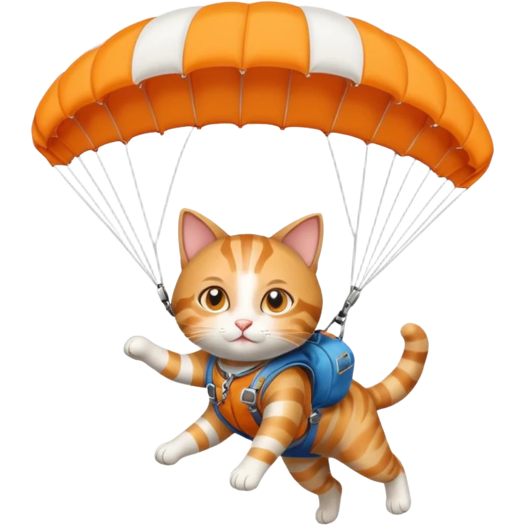 Skydiving cat with parachute and UFO emoji