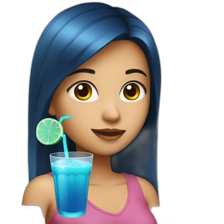 Girl with blue drink emoji