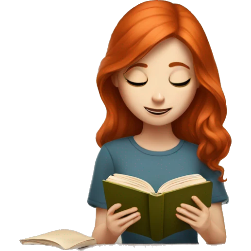 Red head girl reading a book emoji