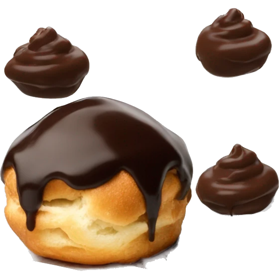 A profiterole with chocolate dip next to it emoji