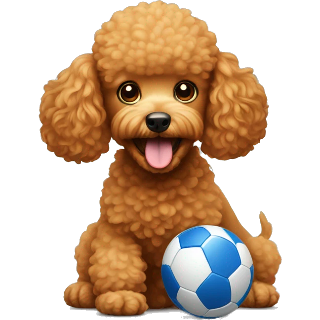 Ginger poodle playing with ball emoji