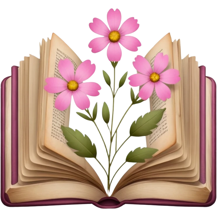 herbarium book with pink  emoji