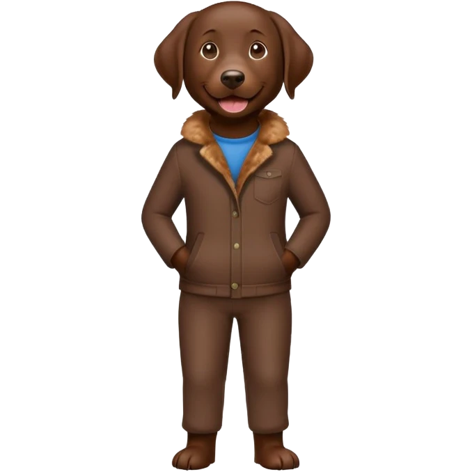 Chocolate lab wearing pants emoji