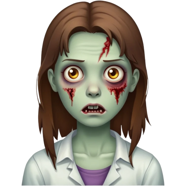 Zombie emoji girl with brown hair emoji