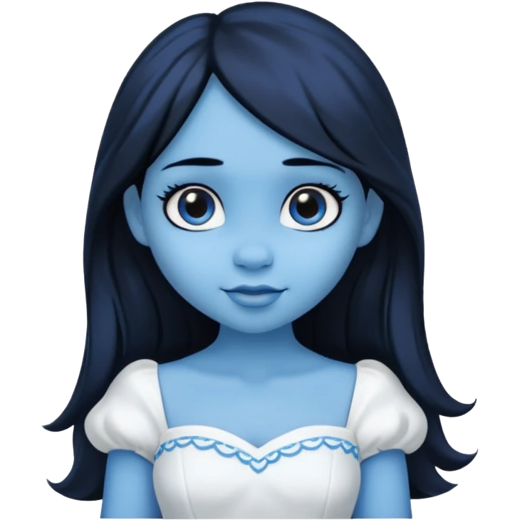 Smurffete with black hair and blue skin emoji