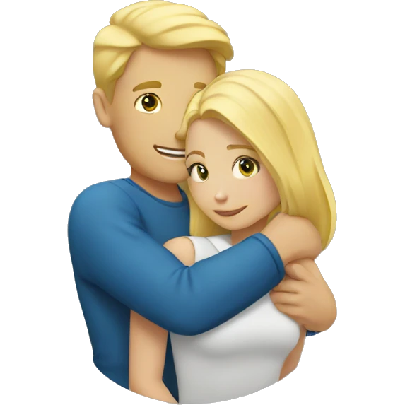 A blond man and a blonde girl hug emoji