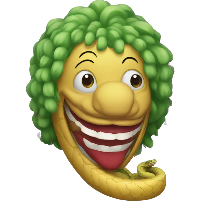 snake wearing clown wig emoji