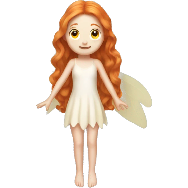 a white skin fairy, long ginger hair and wings emoji