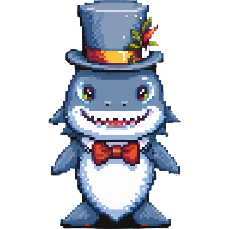shark wearing a top hat emoji