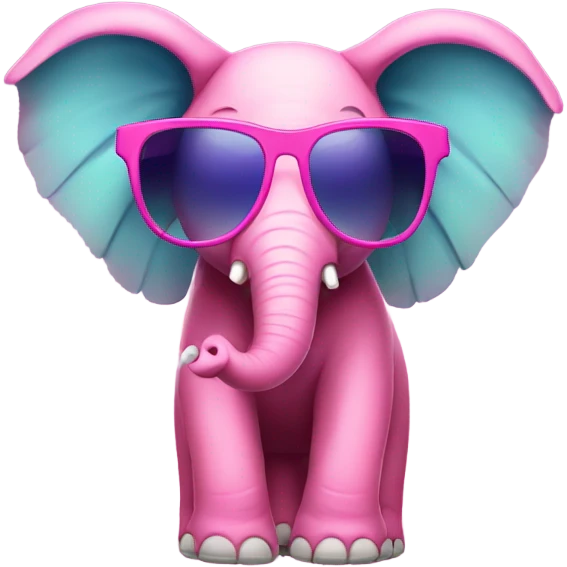 A pink elephant with wings wearing sun glasses emoji