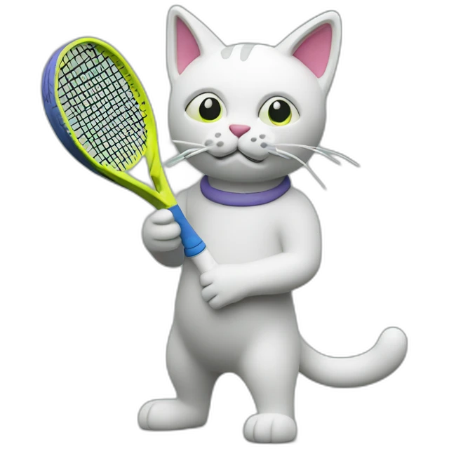 Plasticine cat with a tennis racket in his hand emoji