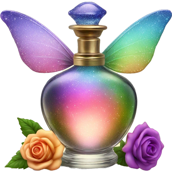 Rainbow magic fairy sparkling old Antique oil perfume bottle with herbal and rose flowers emoji