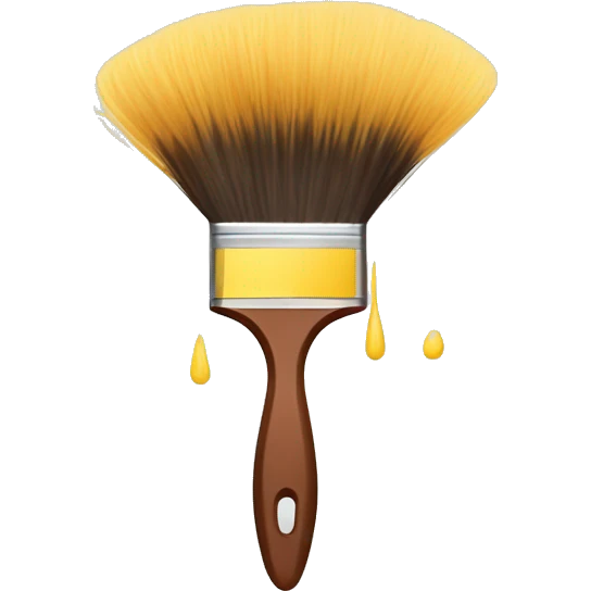 create a cartoon-like image of a brush with paint in the bristles moving upward and happily. emoji