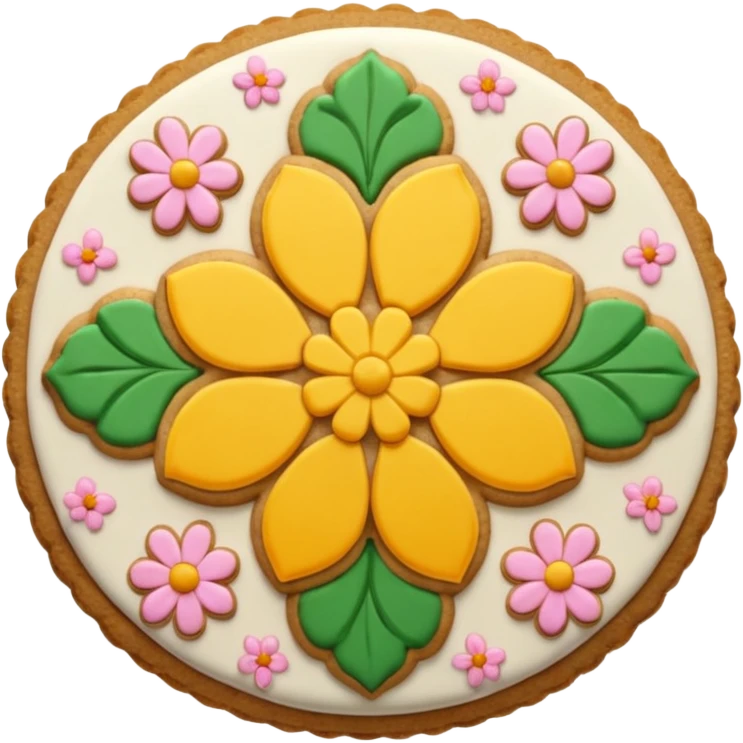 Genji cookie emoji, round with flower pattern emoji
