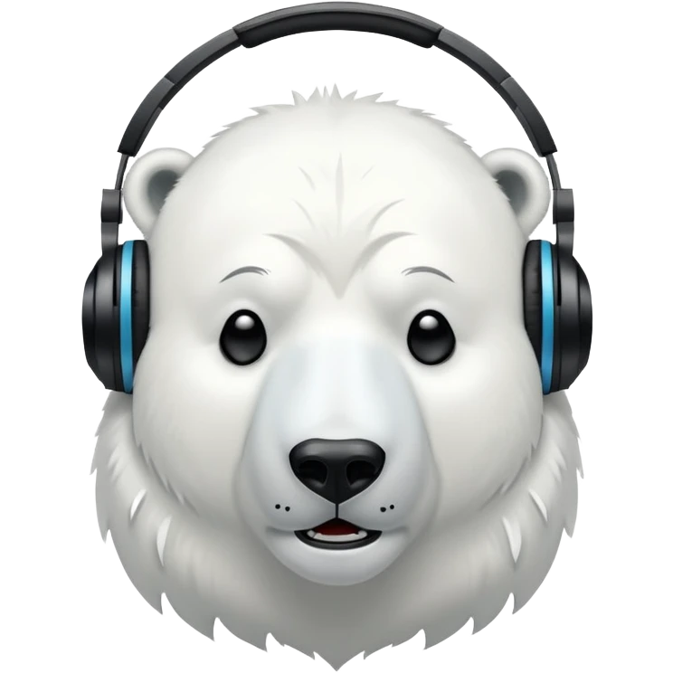 Polar bear wearing massive headphones while listening to mitski and crying  emoji