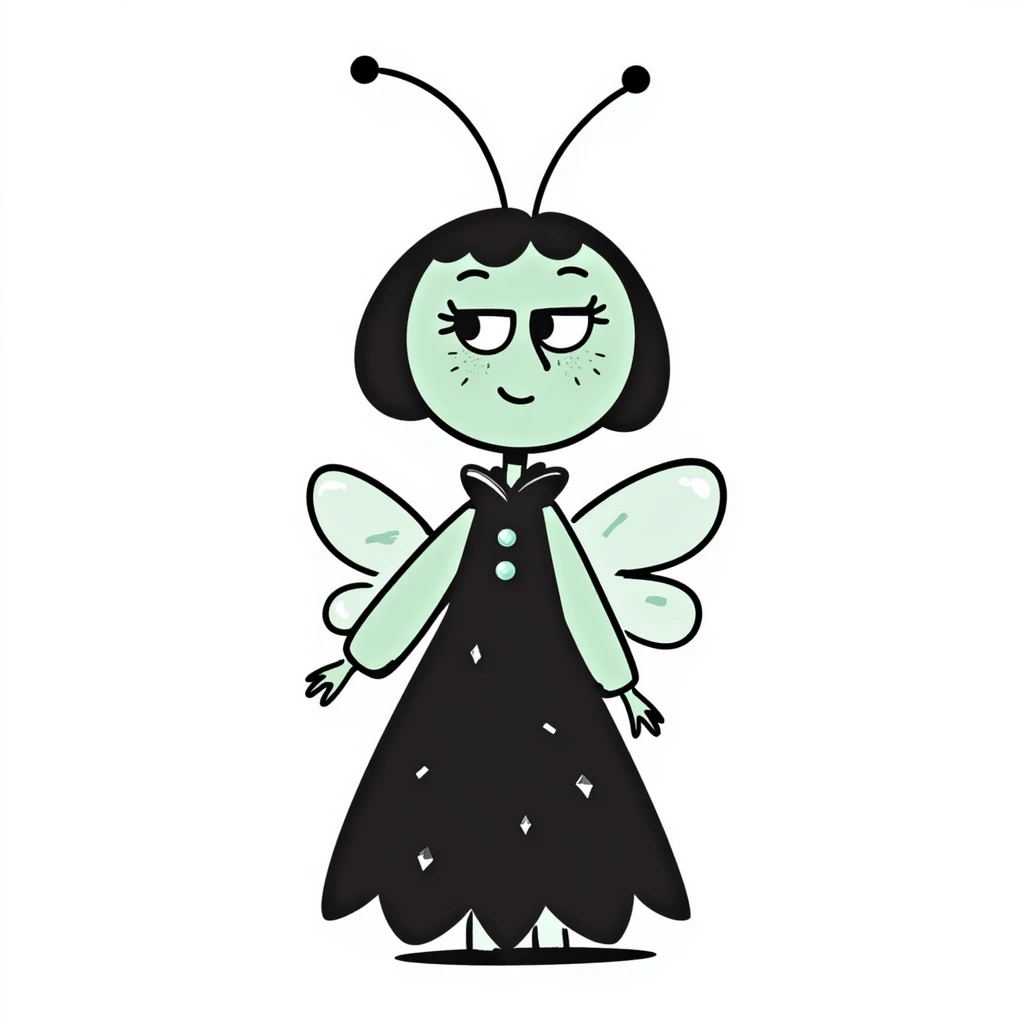 Mint green woman bee character with diamond decorations, rhinestone jewelry, and glittery sparkly details emoji