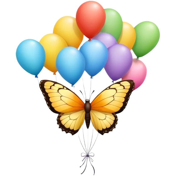 Butterfly with congratulations balloons ￼ emoji