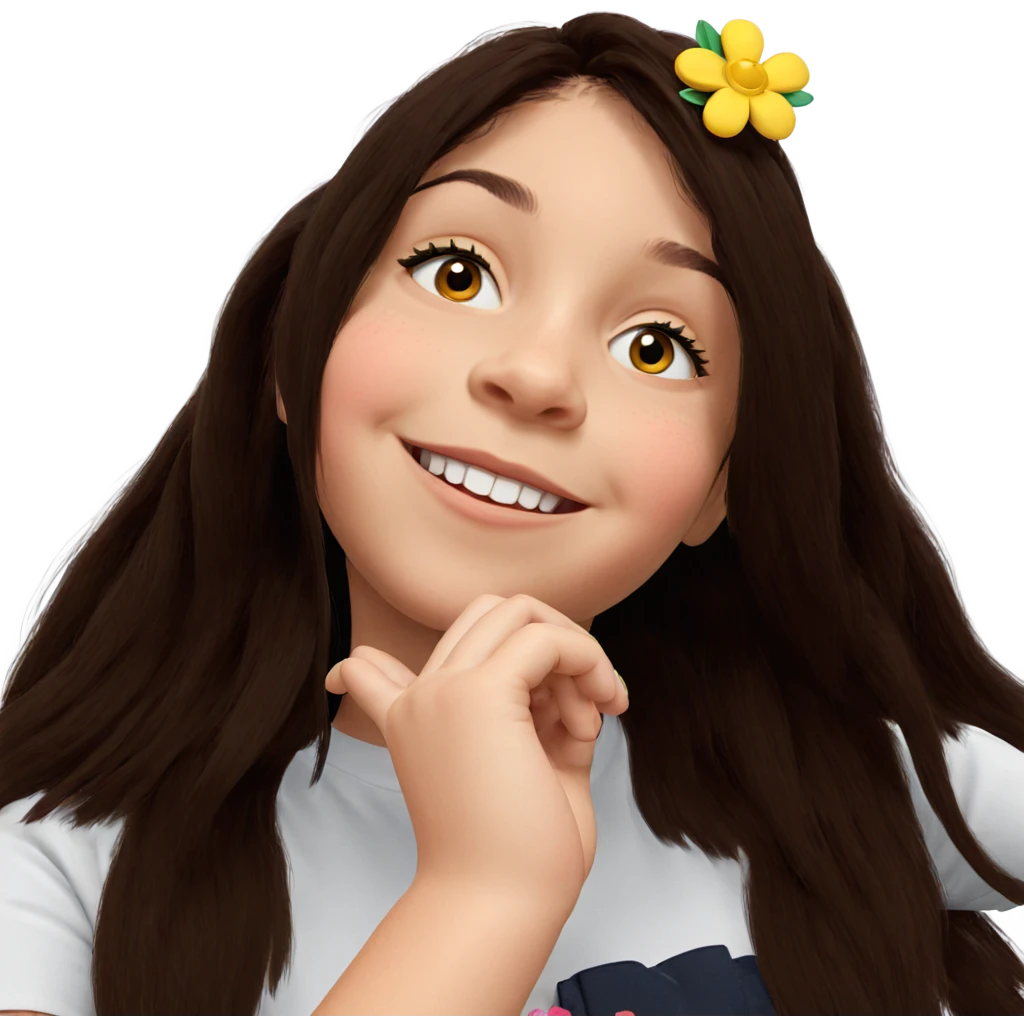 smiling girl with flower hair emoji